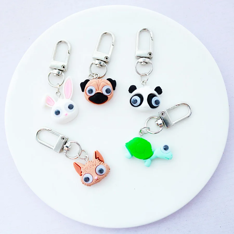 

2019 New Cute Key Chain Cartoon Cat Dog rabbit Keychain Animals keychain For Men Key Chain Or Women Key Chain Girls Key Ring