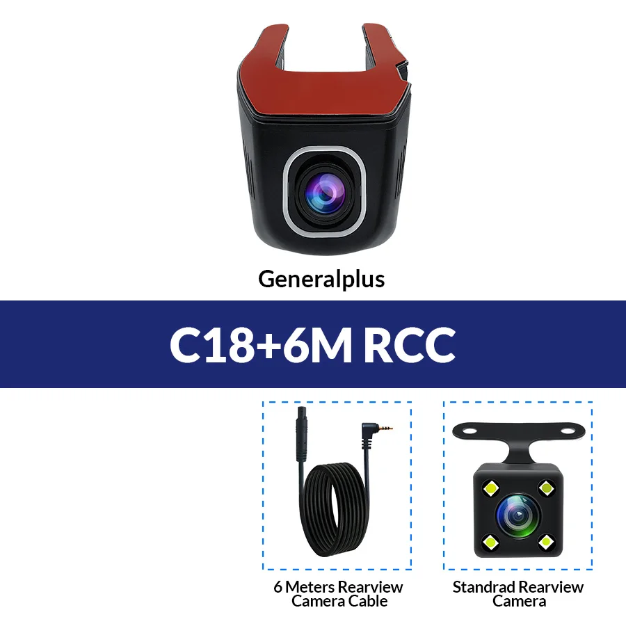 C18 - 6M RCC E-ACE C18 Мини Wifi камера с двумя объективами видео рекордер Автомобильный регистратор Dash cam wifi Автомобильная камера Full HD 1080P видеокамера 170 ''видеорегистраторы - Название цвета: C18 - 6M RCC