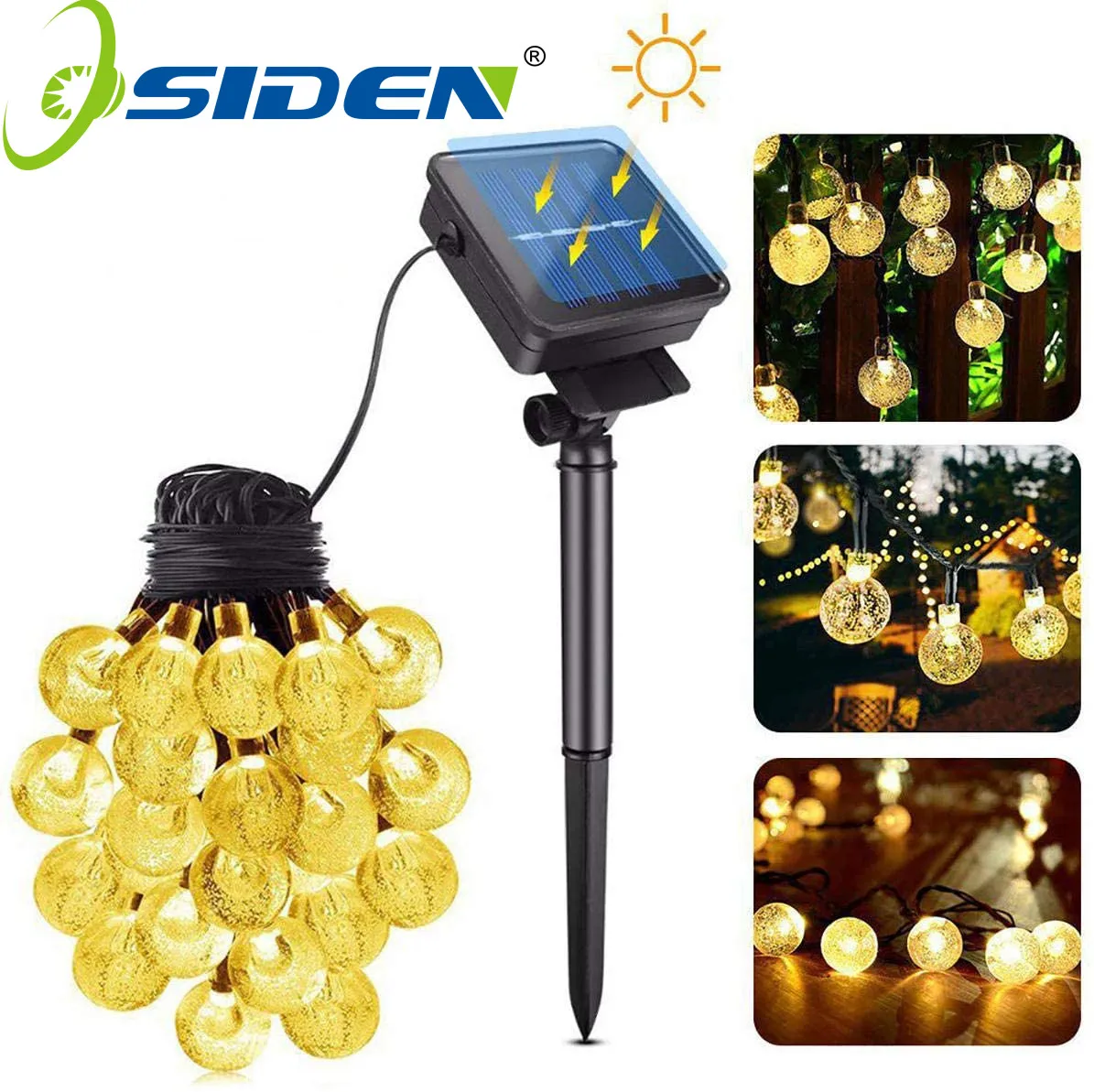 Osiden Solar Fairy Lights Led Strings Outdoor Crystal Bubble Ball Globe 8 Modalità Lampada Impermeabile Per Decorazioni Natalizie Per Feste In Giardin