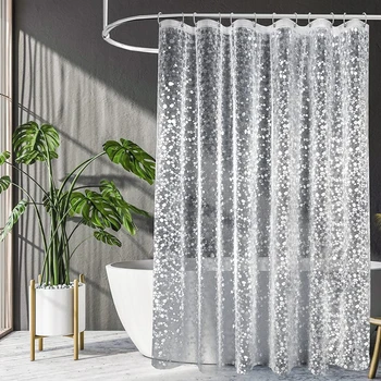 3D Shower Curtain Waterproof Mildew EVA Bath Curtains Modern Cobblestone Pattern Translucent Bathroom Curtain With Hooks 1
