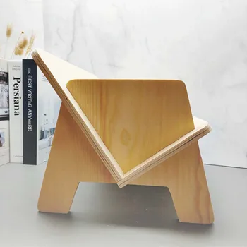 

Wooden Bookshelf Book Rack Bookcase Artistic Book Organizer Space-Saving CDs Albums Books Holder for Home Living Room Office
