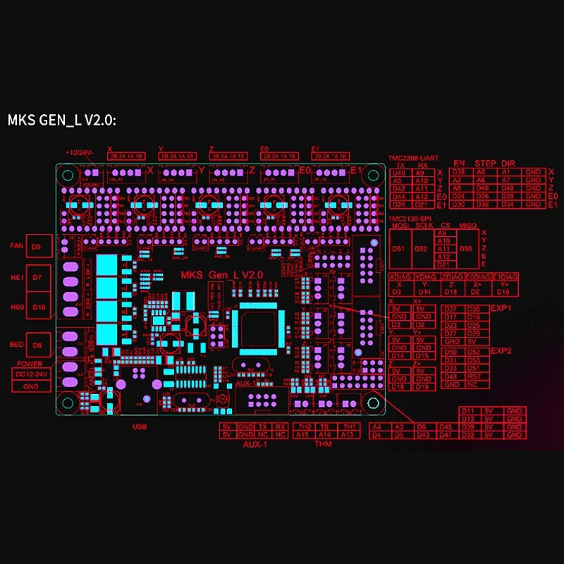 3d принтер материнская плата MKS GEN L V2.0+ TMC2225 V1.1 x5 ультра-тихий драйвер комплект