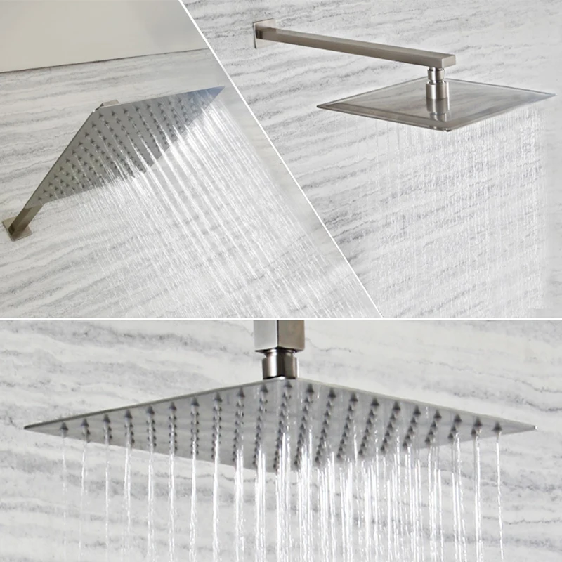 Brushed Nickel Stainless Steel Square Shower Arm Shower Head arm Wall Mounted Ceiling Mounted Shower Head Arm Wholesale