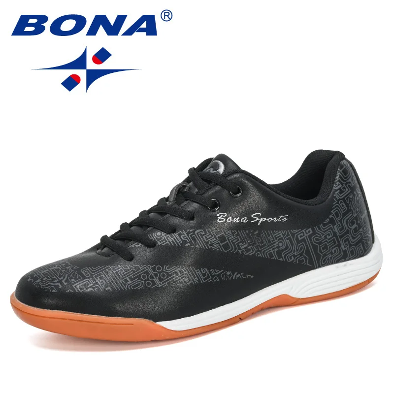 BONA новые дизайнерские Популярные спортивный для футбола, туфли для взрослых, для тренировок на улице, Футбол кроссовки Для мужчин Chaussures De Футбол Homme - Цвет: Black dark grey