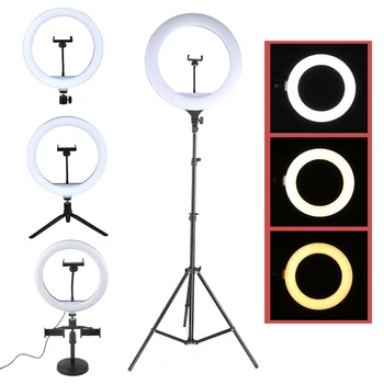 

10" LED Ring Light for Photo Studio Selfie Ring Lamp with Tripod Stand for Smartphone Youtube Makeup Live Video Ring Lighting