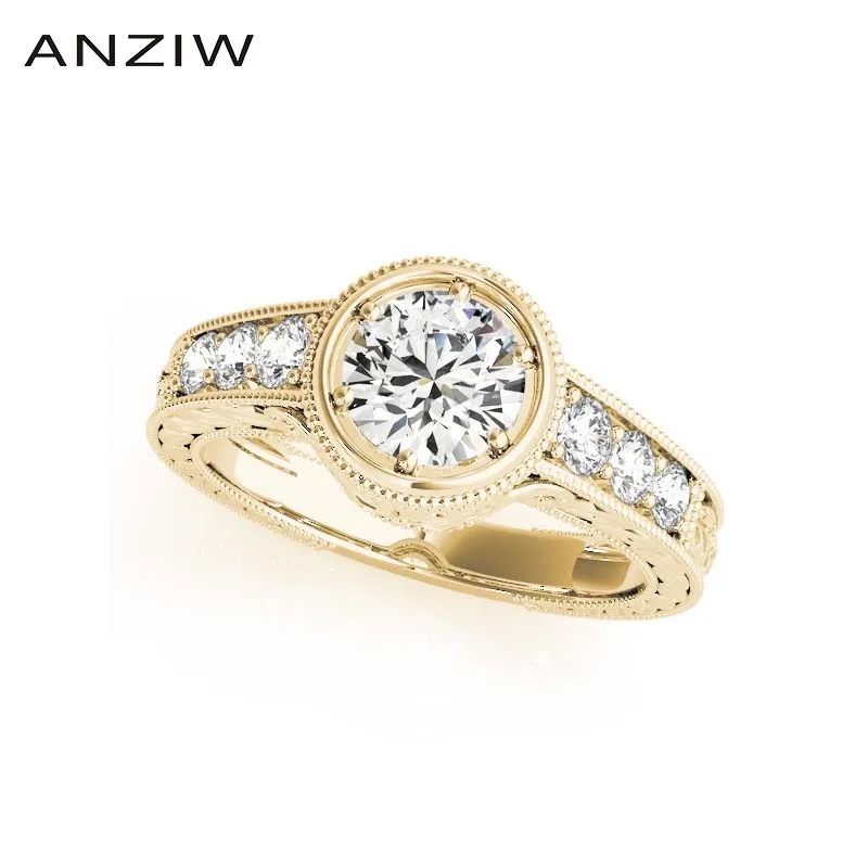 ANZIW 925 Sterling Silver Women Wedding Engagement Rings Anniversary Lady Party Round 6 Prongs anillo de plata | Украшения и