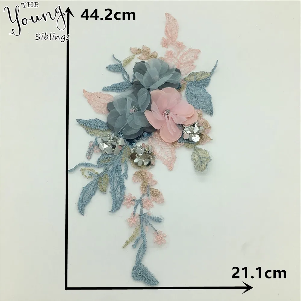 Вышивка 3D Тюль Кружева декольте блестки аппликация кружевной воротник отделка DIY