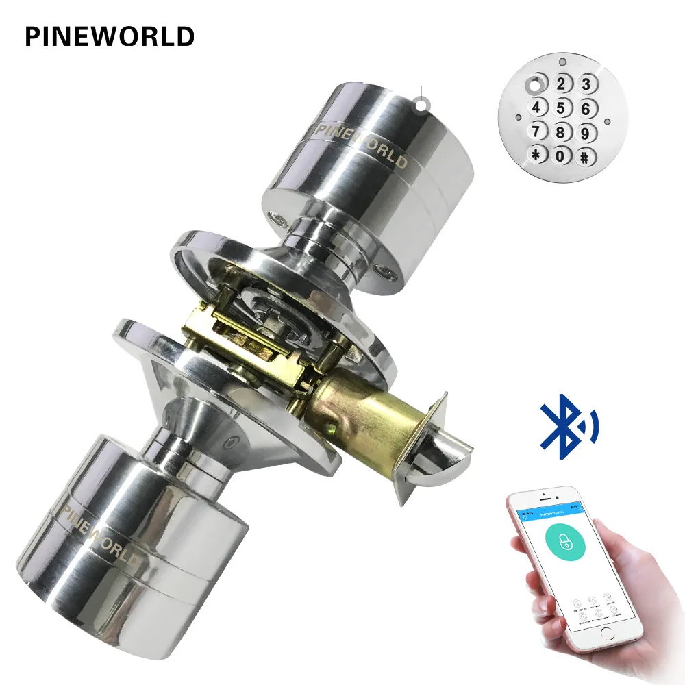  Электронный дверной замок PINEWORLD Q100 с Bluetooth, смарт-цифровой дверной замок с кодом, безключевое открытие входа в умный прямой эфир 