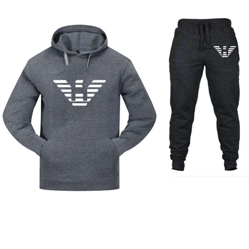

Men's Sets Hoodie And Pants Sweatsuit Male Sportswear Tracksuit Men Set 2020 Brand Sporting Suit Track Sweat Print Alpha Jackets