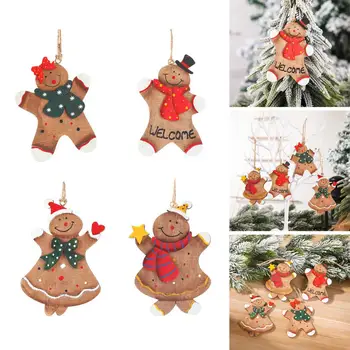 

New Gingerbread Man Christmas Ornament Christmas Tree Pendant Wooden Doll Pendant Christmas Tree Hanging Decor Party Supplies