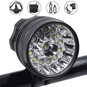 

Bike Front Light LED 14* XML T6 25000LM Bicycle Light Cycling 2 in 1 MTB Headlight + 18650 Battery Pack + USB Taillight