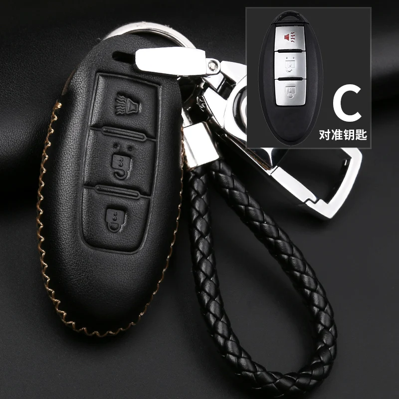 Чехол для ключей автомобиля для Nissan serena C25 C26 C27 кожаный чехол для ключей защитный чехол для ключей serena чехол для дистанционного управления ручной работы - Название цвета: C