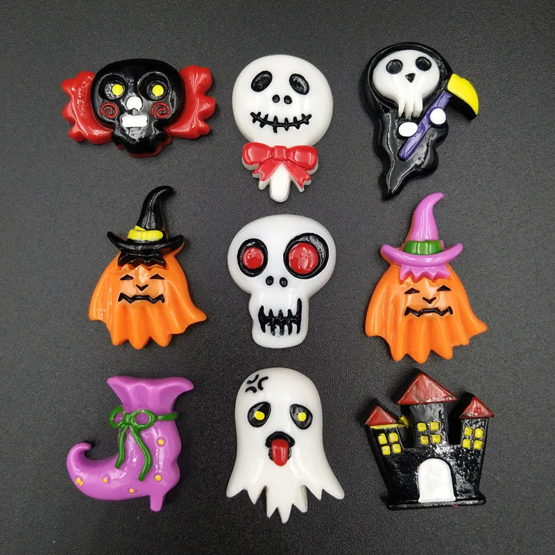 

10pcs Halloween Ghost pumpkin Fire Party Flatback Cabochon Miniature Art Supply Decoration Charm DIY Scrapbooking