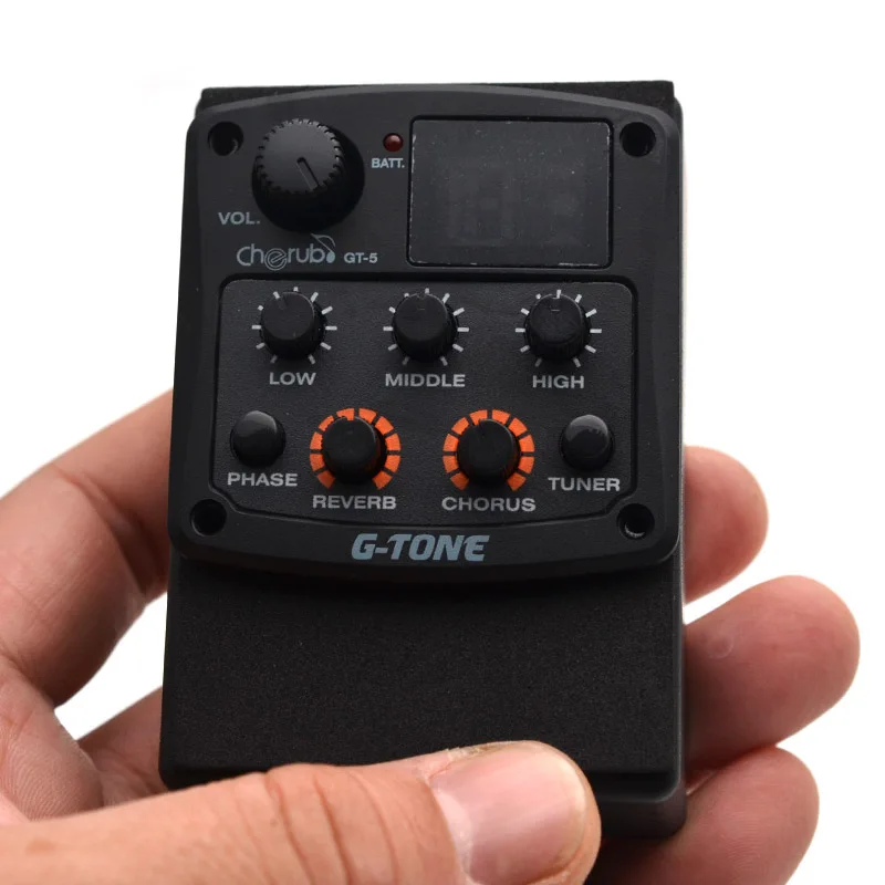 Cherub G-тон GT-5 Акустическая гитара предусилитель пьезо пикап 3-полосный эквалайзер встроенный хроматический тюнер с ревербераци