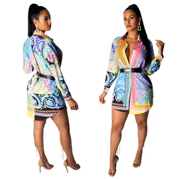 

The new autumn/winter 2019 cross-border African ethnic style sexy European and American women's women's long shirt fashion posit