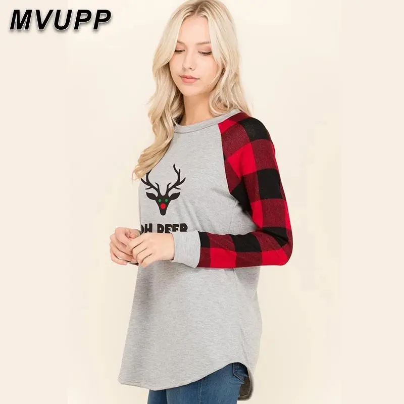 Oh Deer/Рождественская Длинная зимняя футболка в клетку Одинаковая одежда для мамы и дочки, для мамы и дочки, для мамы и ребенка, для девочек