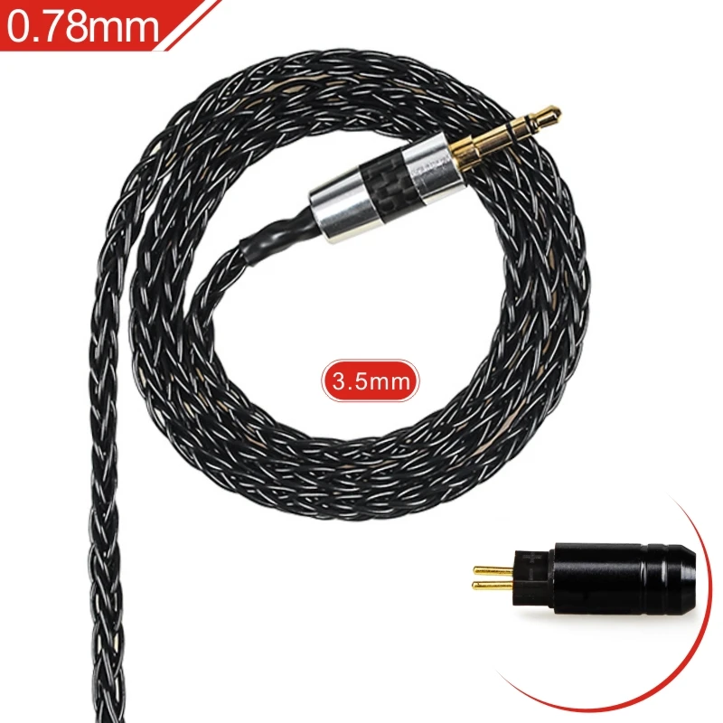 FDBRO 8*50 ядер с серебряным покрытием наушники обновления провода наушники MMCX кабель IE80 IM 2Pin 0,78 мм A2DC кабельная гарнитура 2,5/3,5/4,4 мм - Цвет: Black 3.5mm 0.78mm