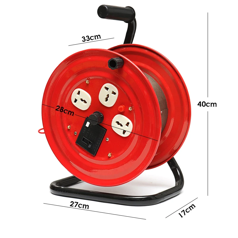 220V Мульти-выход 3 штекер Сверхмощный Красный Удлинитель электрический катушка для спиннинга ветряная катушка