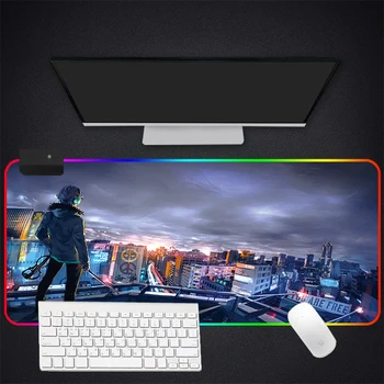 

RGB Mouse Pad Large Gaming Luminous Waterproof Non-slip Rubber Desk Mat Punk Anime Mousepad Computer Laptop Keyboard Desk Pad