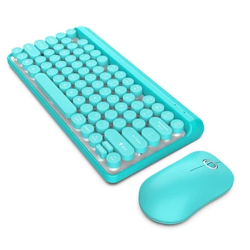 

HOT-Cute Wireless 2.4G Keyboard Mouse Set Punk Stylish Wireless Color Keyboard Mouse