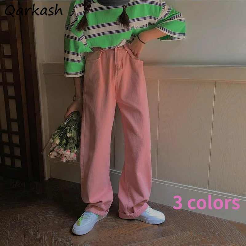 

Jeans Women Fashion Korean Style Vintage All-match Design 3 Colors Loose College Leisure Harajuku Classic Female Streetwear Ins