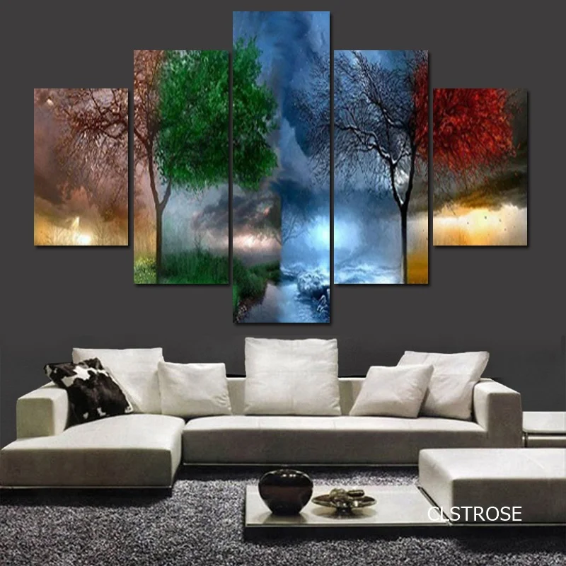 5 шт. в скандинавском современном стиле контрастные красочные деревья темные