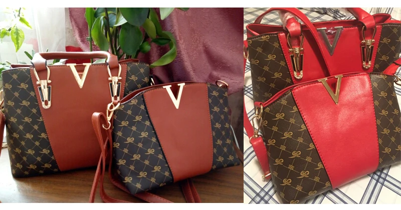 2PC Shoulder Bag vermers Lady Handbags Satchel Bag Tote Purse Fashion Leather Snake-like Shoulder Strap
