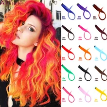 AILIADE 22 дюймов, с подсветкой, радужные синтетические накладные волосы, длинные прямые накладные волосы с эффектом омбре для женщин, накладные волосы на заколках