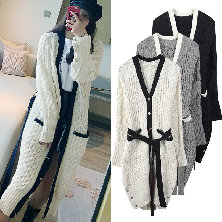 ^*Best Offers New v neck hitting scene of fund of winters is more thick line twist knitted long cardigan sweater coat