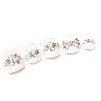 

24 Pcs/Set 3D Fake Nails With Glue Wedding Bride Full Nail Tips Middle-Long Cute French False Nails LDO99
