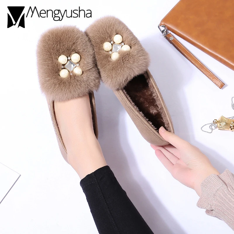 Женские зимние теплые слипоны из искусственного меха женские мокасины с