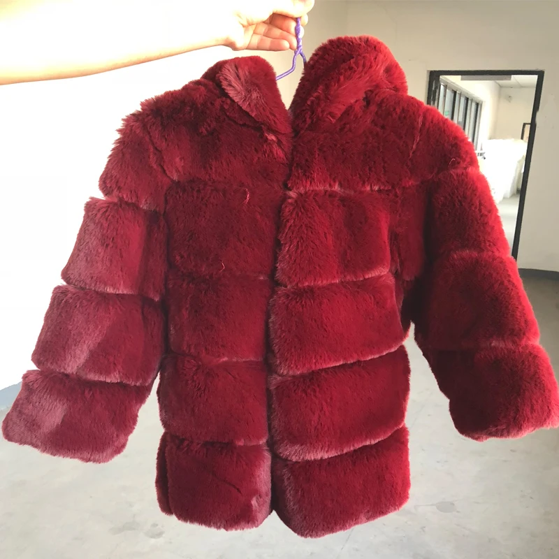 Wine red Новинка; зимнее пальто с мехом для девочек; элегантные толстые теплые куртки с искусственным мехом для маленьких девочек; пальто; парка; детская верхняя одежда; Детское пальто - Цвет: Wine red