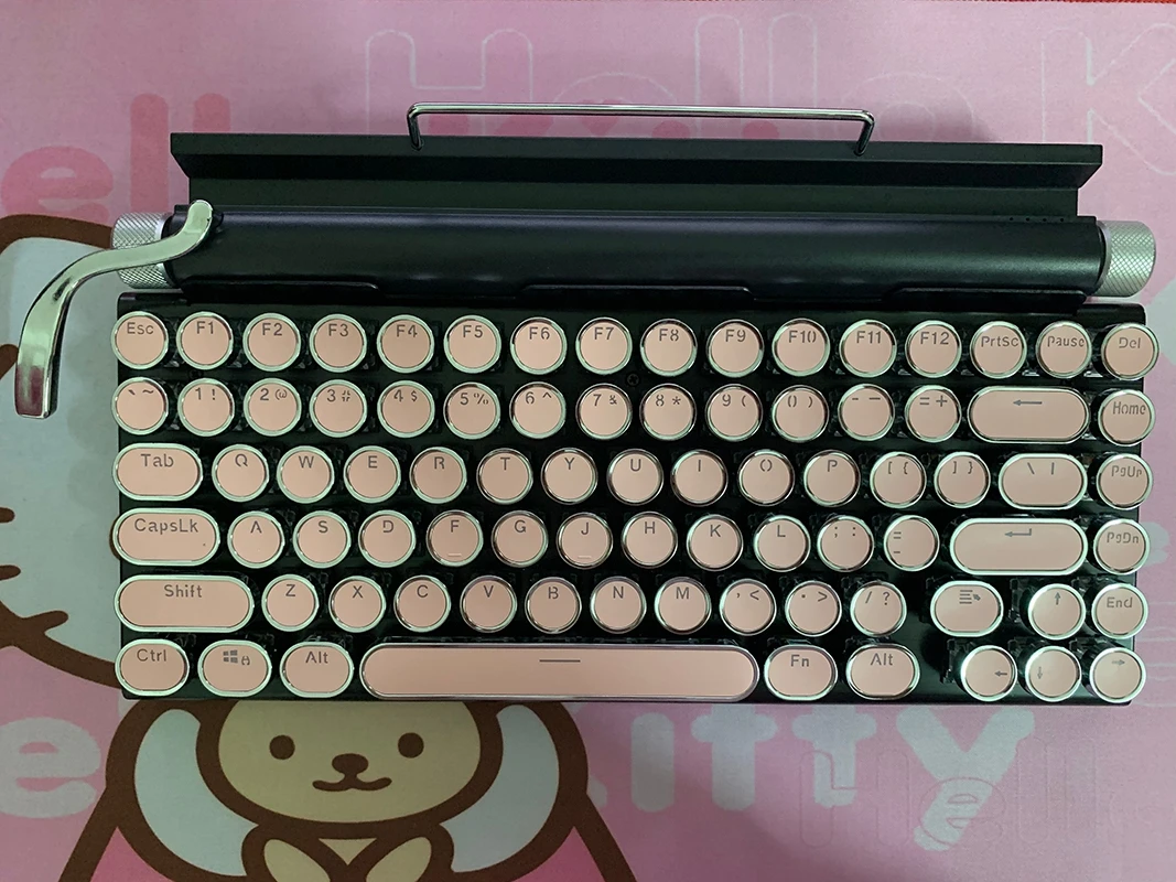 Retro Typewriter Pink Mechanical Keyboard Punk Keycap Phone Tablet Mac