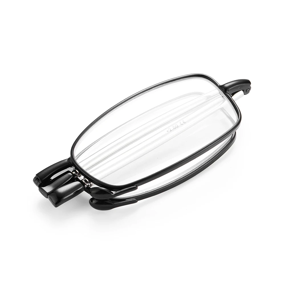 Heiße Mode Mini Design Lesebrille Männer Frauen falten kleine Brille Rahmen schwarze Metall brille mit Original box tragbar – Detail 11