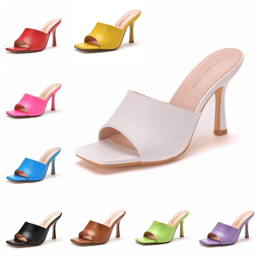 High Heels Sandals Womens Sandals Women High Heels Women Shoes Crystal Queen Women 9cm High Heels Mules Fetish Summer Sandals Stiletto Slippers Prom Platform Stripper Candy Color Shoes
