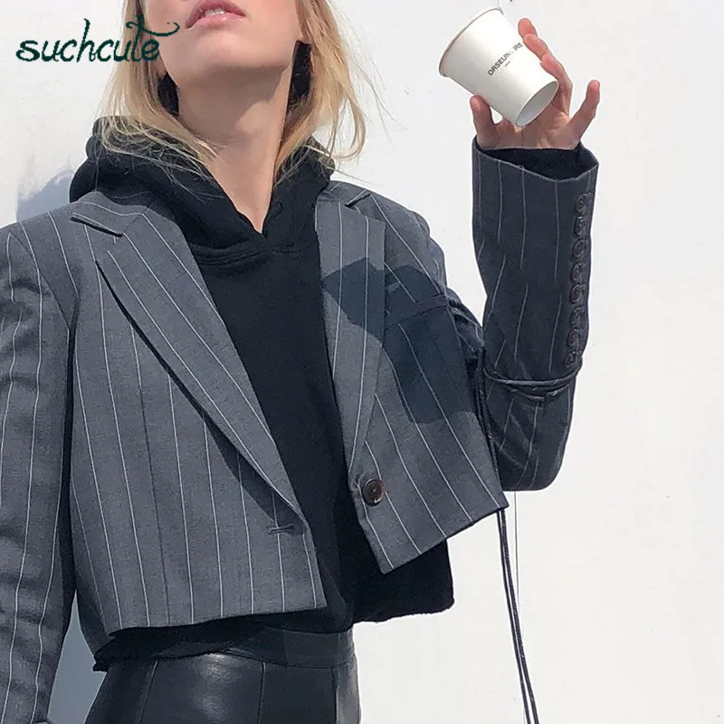 SUCHCUTE Повседневные базовые блейзеры для женщин Feminino корейский стиль Осень куртки пальто повязки Женский Регулируемый Veste Femme