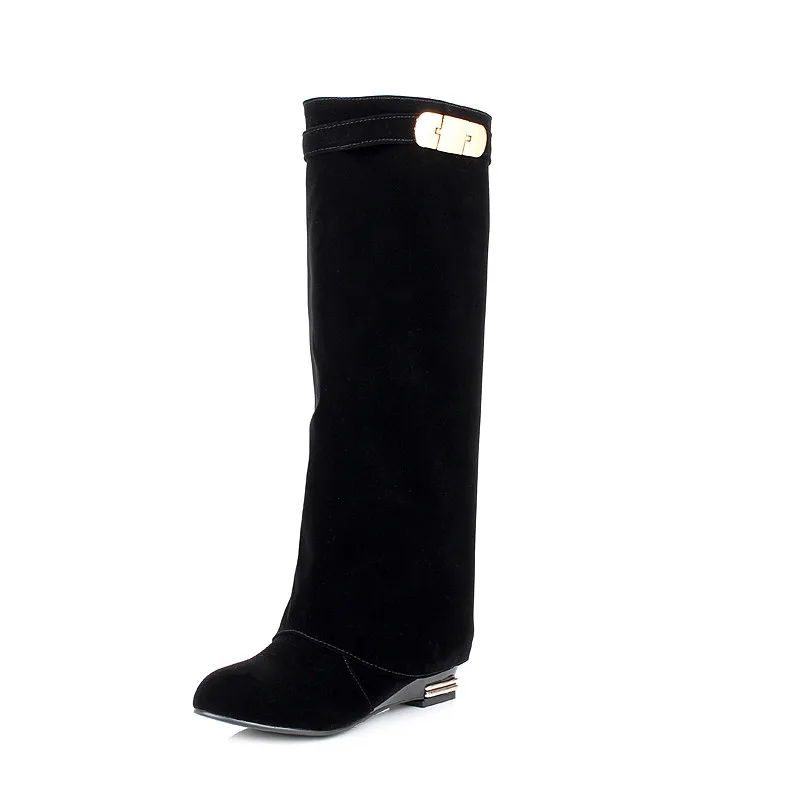 black flock MORAZORA/Новинка года; женские сапоги до колена; осенние сапоги из флока с круглым носком; удобная винтажная повседневная обувь для женщин; Цвет Черный - Цвет: black flock