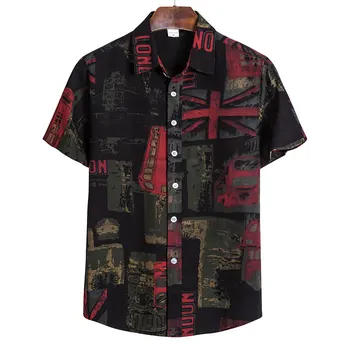 

2020 Men New Style Simple Casual Fold-down Collar Digital Printing Short-sleeved Shirt Tops
