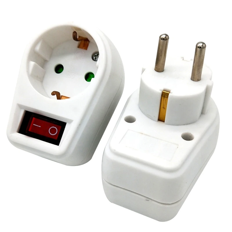 European Conversion Plug 1 to 1 Way Power Adapter Adaptor with Switch 16A AC250V 