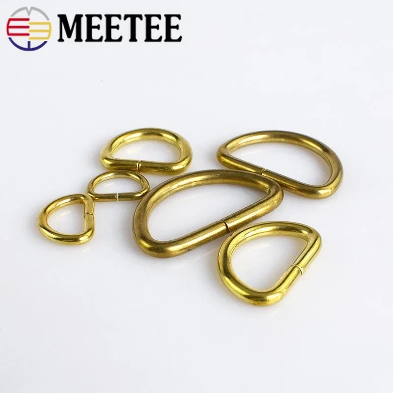 Meetee 30Pcs ID10-38mm Solid Brass D Ring Buckles Belt Buckle Wallet Chain Bag Strap Hooks Luggage Hardware Accessories BD008