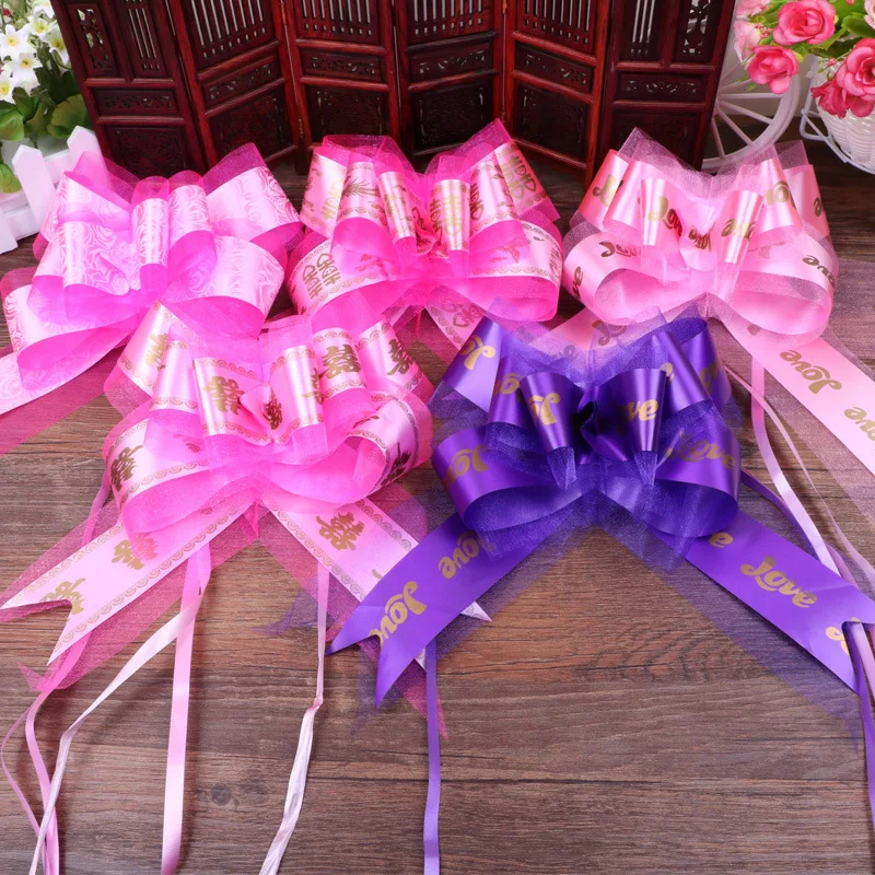 Wedding Car Decoration Bike Handle Wedding Latte Art Wedding Supplies Gift Packaging Bow Ribbon Latte Art