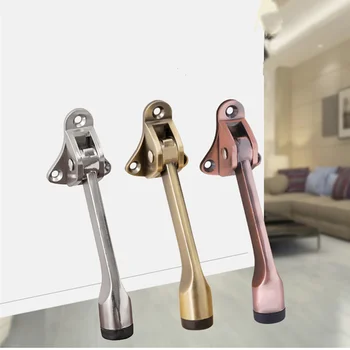 

High Quality Kick Down Door Stopper With Rubber Feet Zinc Alloy Lever Door Holder locator for Office Home Improvement Hardware