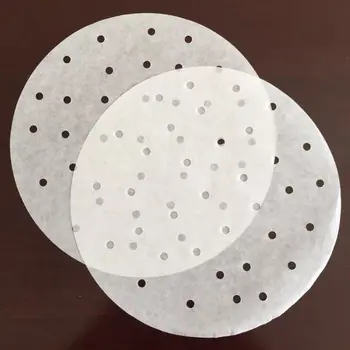 

100Pcs/Bag 100Pcs/Bag 7.5/9 inches Air Fryer Steamer Liners Premium Perforated Wood Pulp Papers Non-Stick Steaming Basket Mat