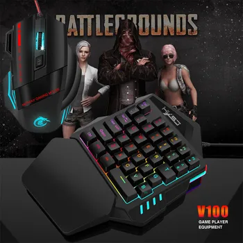 

HXSJ V100+A907 Keyboard Mouse Set 35 Keys Mini USB Wired Keyboard+ Mouse Gift High gaming experience feel quality #G3