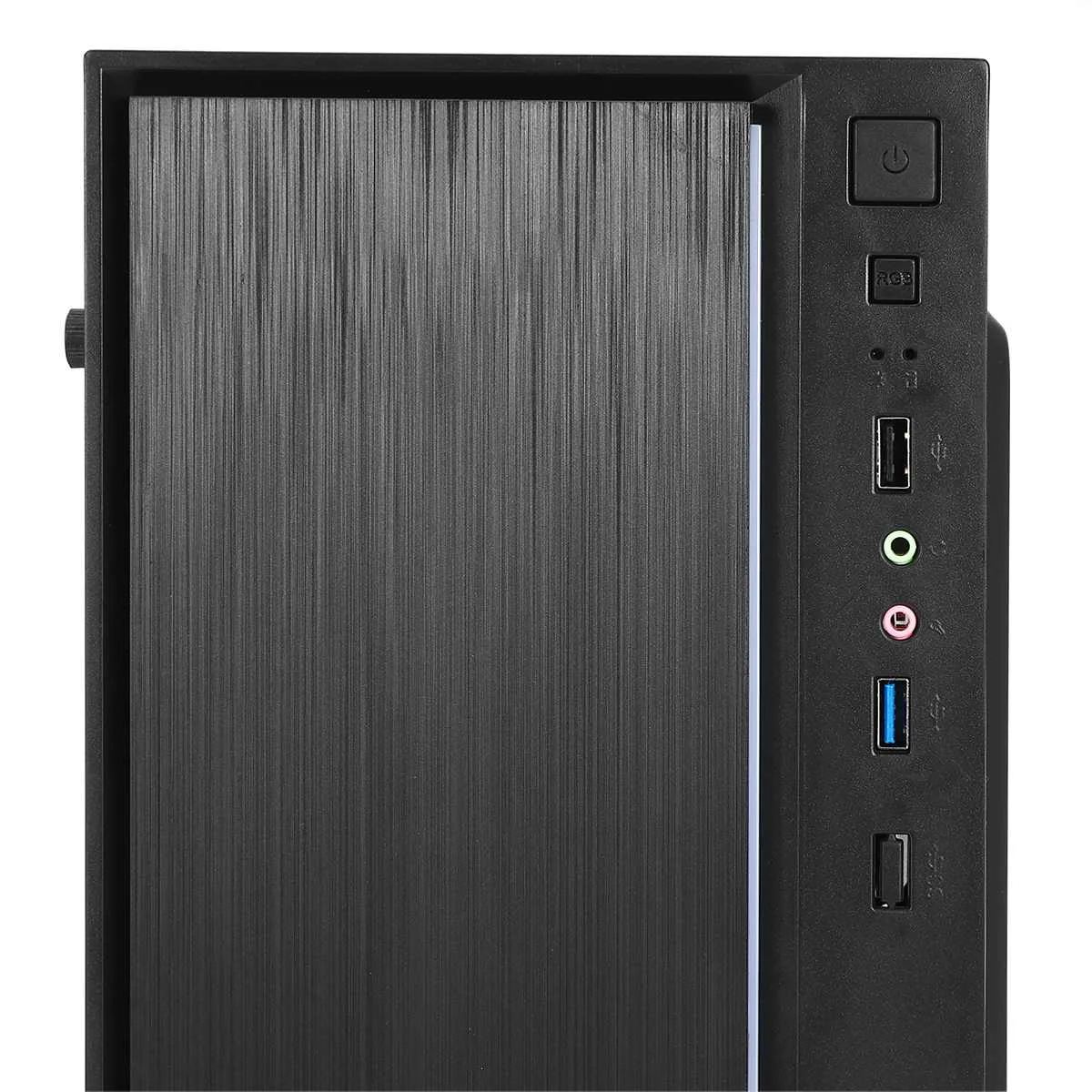 Black PC Case Full Side Ventilation Cooling Case USB3.0 with Light Bar 1 Fan Position Side Through Panel Mini Computer Case Black PC Case Full Side Ventilation Cooling Case USB3.0 with Light Bar 1 Fan Position Side Through Panel Mini Computer Case