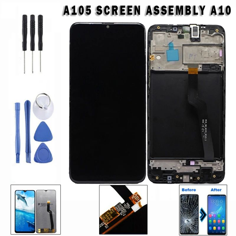 

For S-amsung Galaxy A10 A105 1pc Black Touch Screen Replacement Digitizer LCD Display Screens With Tools Mayitr