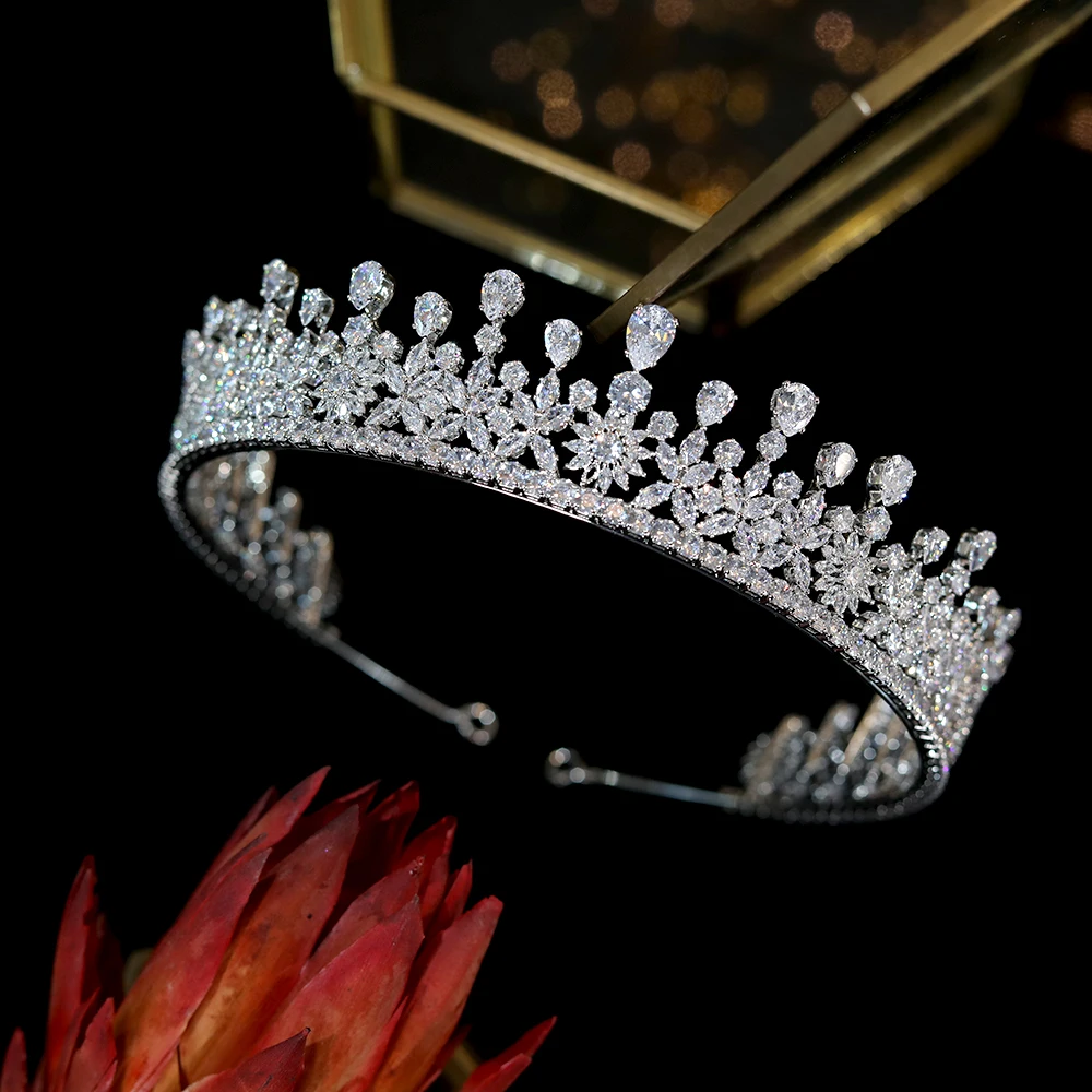 cabelo zircônia cristal real rainha parada festa chapéu joias de noiva a01082