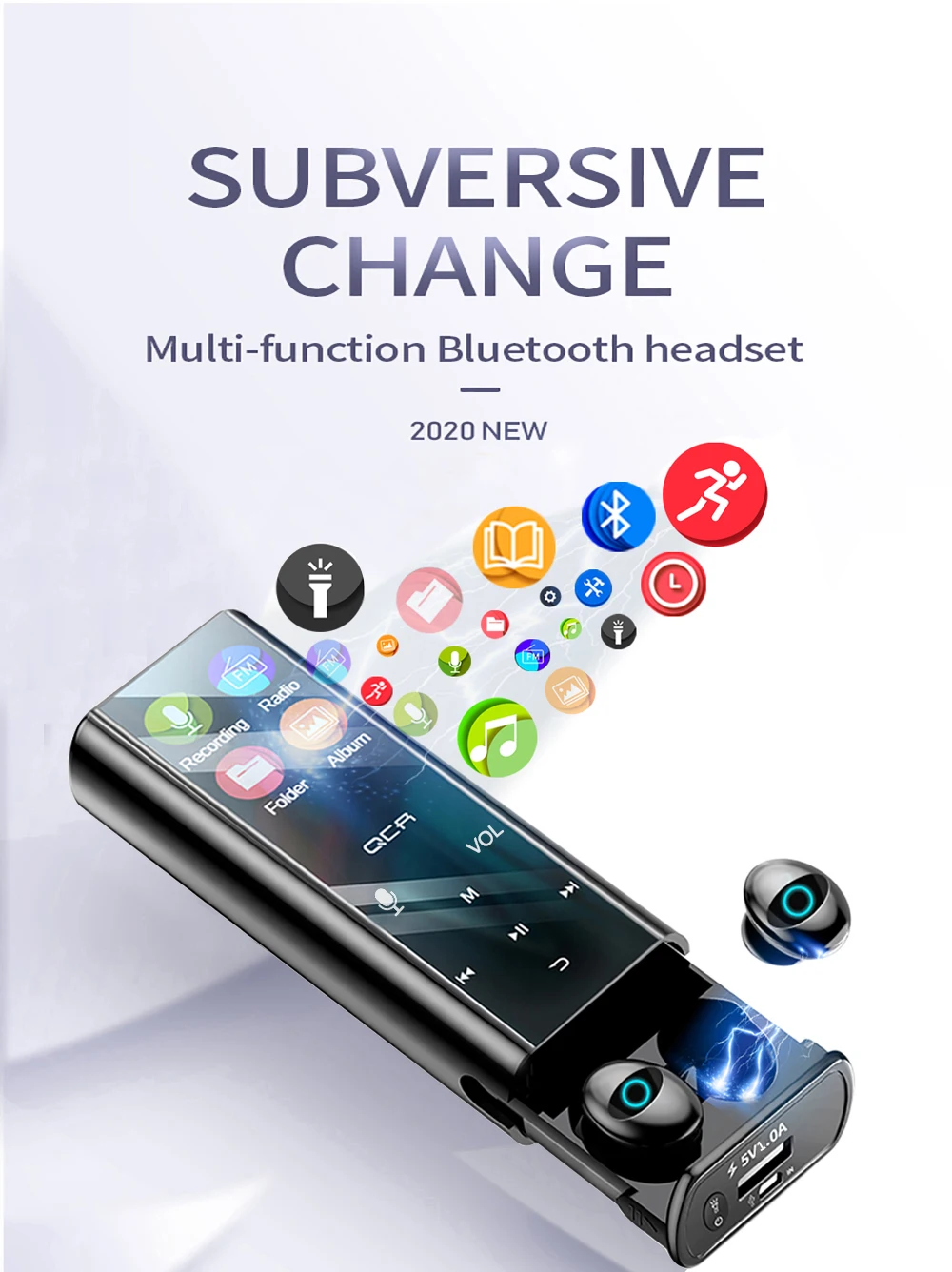 Q1 TWS Bluetooth наушники 5,0 многофункциональные Bluetooth наушники IPX7 водонепроницаемые в пределах 6000 мАч Внешний аккумулятор для iOS Android
