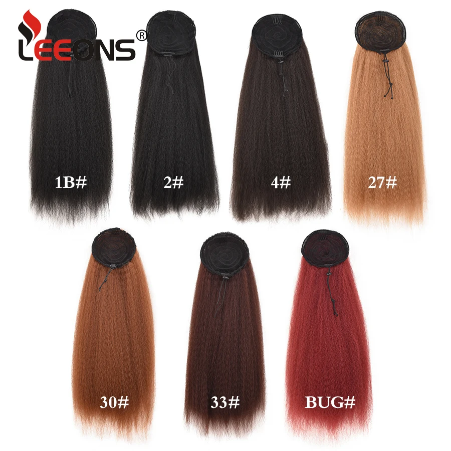 Leeons синтетические волосы для наращивания с высоким слоем афро кудрявые прямые волосы с гребнями шнурок конский хвост наращивание для женщин