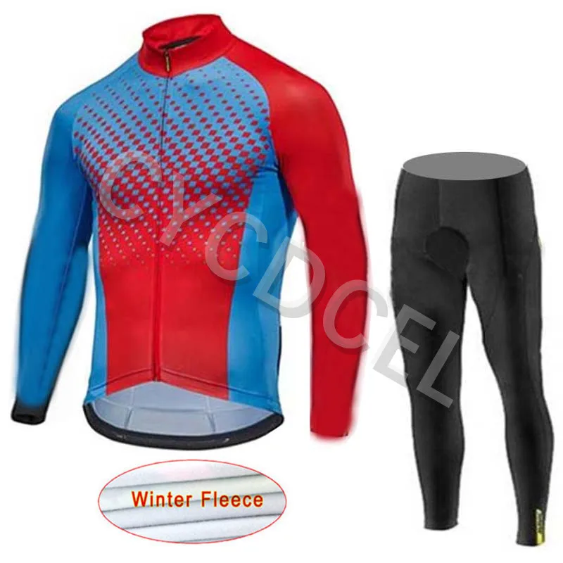 Cycling jersey 12 Mavic Зимняя Теплая Флисовая велосипедная майка с длинным рукавом 16D гелевая подкладка штаны Ropa Ciclismo велосипедная Одежда Майо Ciclismo - Цвет: Cycling jersey 12